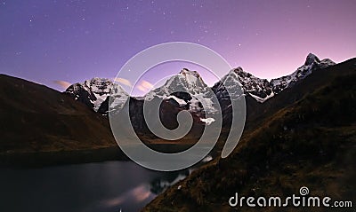 Cordillera Huayhuash at Dusk, Peru Stock Photo