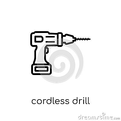 Cordless drill icon. Trendy modern flat linear vector Cordless d Vector Illustration