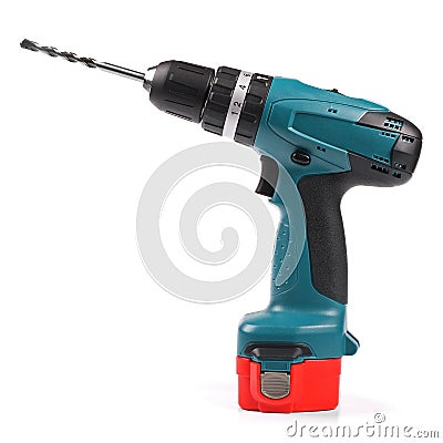 Cordless drill isolated on white Stock Photo