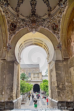 Scenic indoor sight in the Mosque Cathedral of Cordoba Editorial Stock Photo