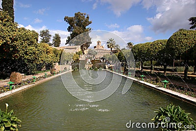 Cordoba Spain. The formal gardens of the Mezquita. Editorial Stock Photo