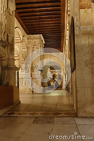 Arabic columns in the prayer hall of the former mosque Stock Photo