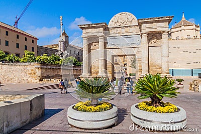 CORDOBA, SPAIN - NOVEMBER 5, 2017: Triunfo de San Rafael triumphal arch in Cordoba, Spa Editorial Stock Photo