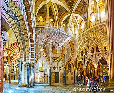 The decorations of Villaviciosa Chapel of Mezquita, on Sep 30 in Cordoba, Spain Editorial Stock Photo