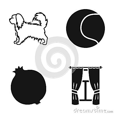 Cords, textiles, nature and other web icon in black style.curtain rods, fabric, icons in set collection. Vector Illustration