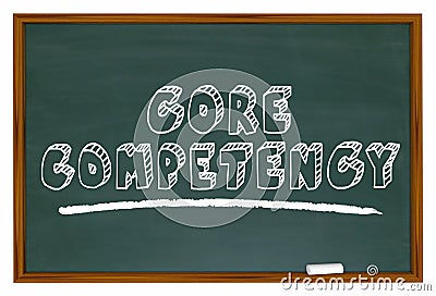 Core Competency Chalkboard Top Capability Competitive Edge 3d Il Stock Photo