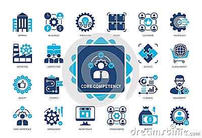 Core Competency solid icon set Stock Photo