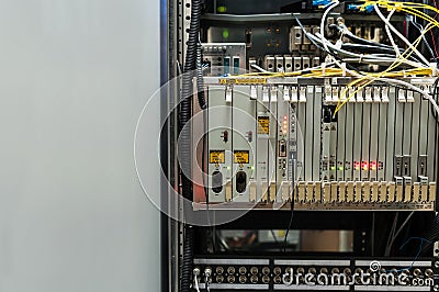 Core switch technology in network room place Stock Photo