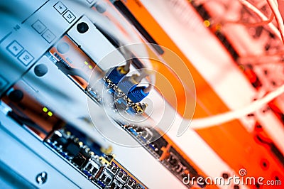 Core switch technology in network room place Stock Photo