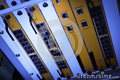 Core switch technology in network room place Stock Photo