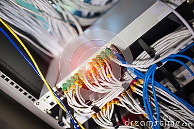 Core switch technology in network room place Stock Photo