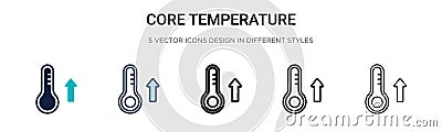 Core temperature icon in filled, thin line, outline and stroke style. Vector illustration of two colored and black core Vector Illustration