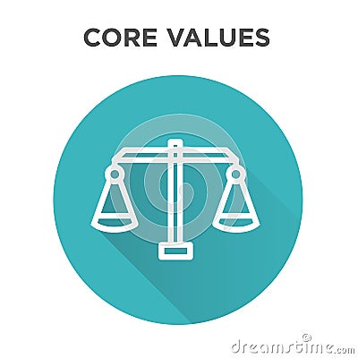 Core Values Icon with Scale and Balance icon Vector Illustration