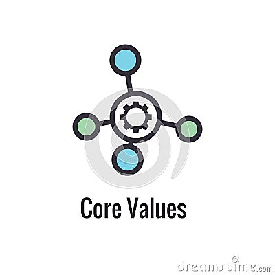 Core Values Outline / Line Icon Conveying a Specific Purpose Vector Illustration