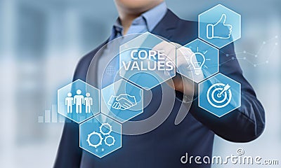 Core Values Responsibility Ethics Goals Company concept Stock Photo