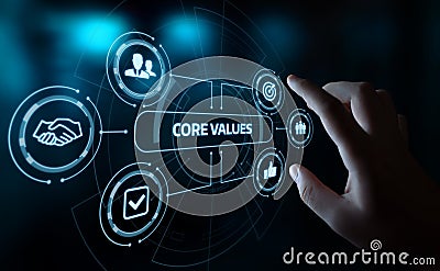 Core Values Responsibility Ethics Goals Company concept Stock Photo