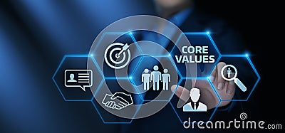 Core Values Responsibility Ethics Goals Company concept Stock Photo