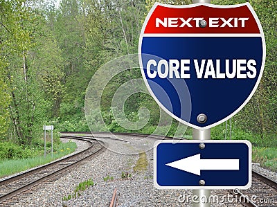 Core values road sign Stock Photo