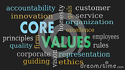 Core values word cloud, business concept - Illustration Stock Photo