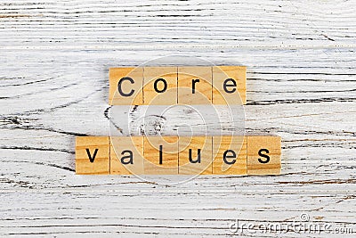 core values word made with wooden blocks concept Stock Photo