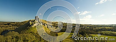 Corfe Castle ruins near Swanage in Dorset Stock Photo