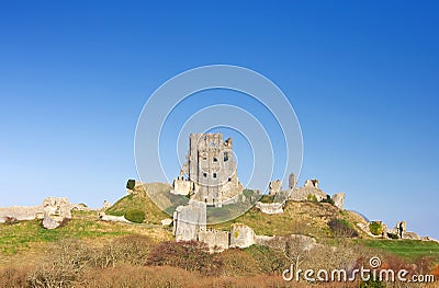 Corfe Castle, in Swanage, Dorset, Southern England Stock Photo