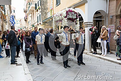 CORFU, GREECE - APRIL 29, 2016: The epitaph processions of Good Friday in Corfu, Greece. Editorial Stock Photo