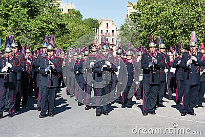 CORFU, GREECE - APRIL 30, 2016: Philharmonic musicians playing in Corfu Easter holiday celebrations. Editorial Stock Photo