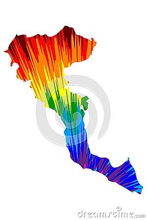 Corfu - map is designed rainbow abstract colorful pattern, Kerkyra island map made of color explosion Vector Illustration