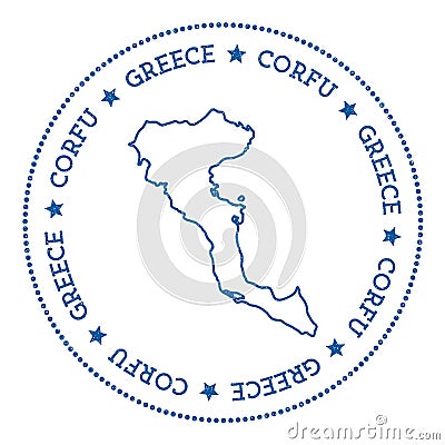 Corfu map sticker. Vector Illustration