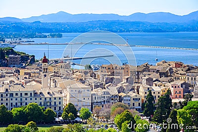 Corfu town aerial view, Corfu Island, Greece Editorial Stock Photo