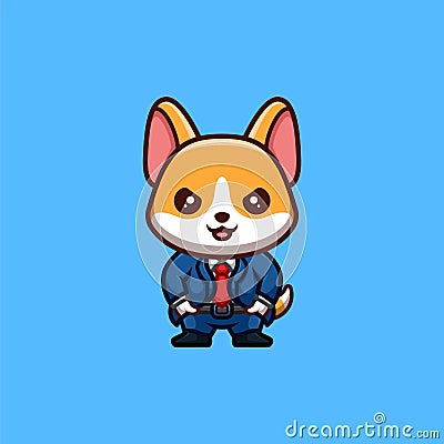Corgi Business Cute Creative Kawaii Cartoon Mascot Stock Photo