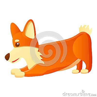 Corgi dog ready to play icon, cartoon style Vector Illustration