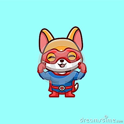 Corgi Super Hero Cute Creative Kawaii Cartoon Mascot Stock Photo