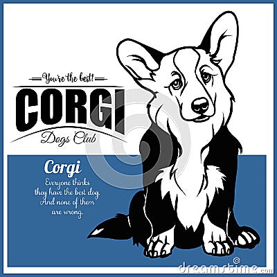 Corgi - vector illustration for t-shirt, logo and template badges Vector Illustration