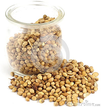 Coriander Seed in a Glass Stock Photo