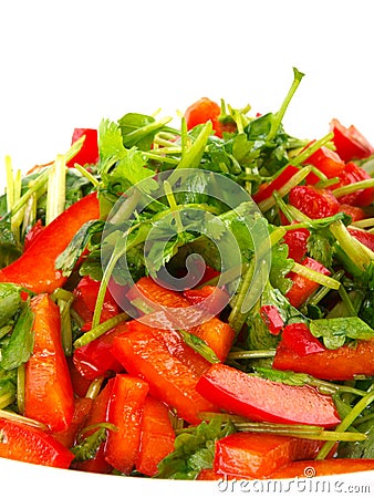 Coriander and sweet pepper salad Stock Photo