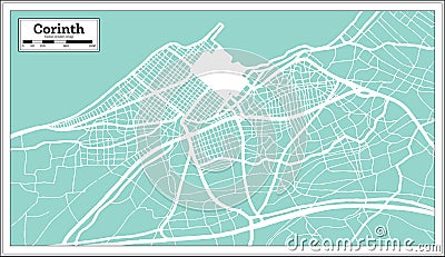 Corinth Greece City Map in Retro Style. Outline Map Stock Photo