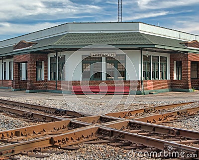 Railroad Crossroads in Corinth, Mississippi Stock Photo