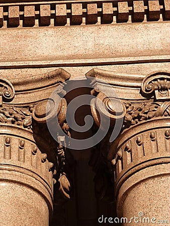 Corinthian Colum in beige or brawn marble Stock Photo