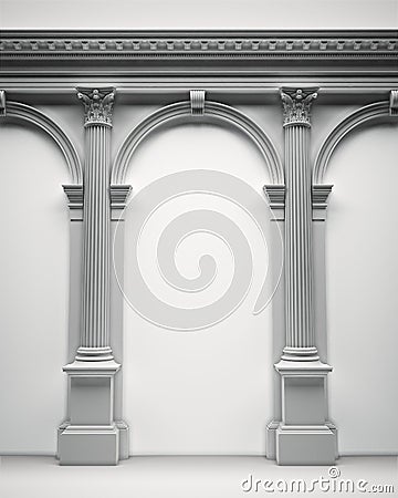 Corinthian columns with an arcade Stock Photo