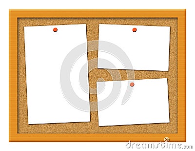 Cork Board with Crooked Notes Illustration Cartoon Illustration