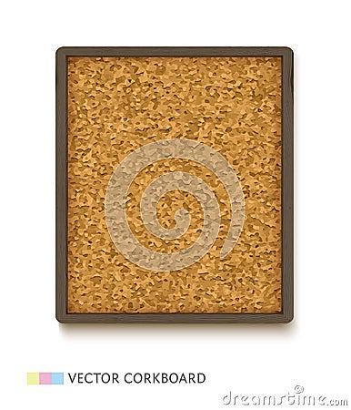 Cork board with wooden frame Vector Illustration