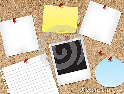 Cork bulletin board Vector Illustration