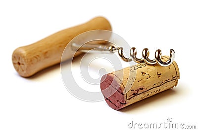 Cork and corkscrew Stock Photo