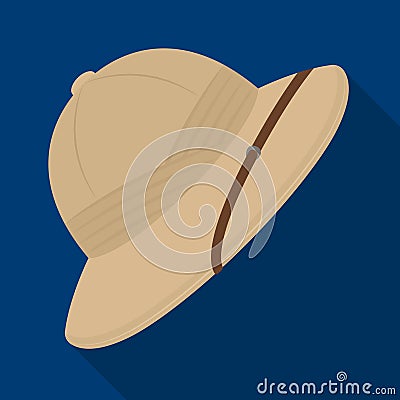 Cork hat from the sun.African safari single icon in flat style vector symbol stock illustration web. Vector Illustration