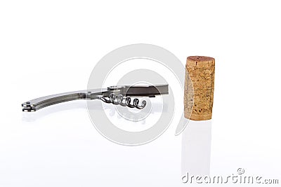 Cork and metal corkscrew Stock Photo