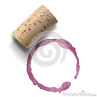 Cork and red wine stain Stock Photo