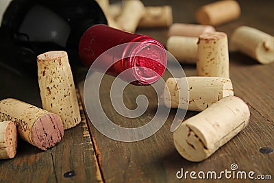 Cork wine and bottle of wine Stock Photo