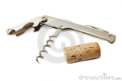 Corkscrew & Cork Stock Photo